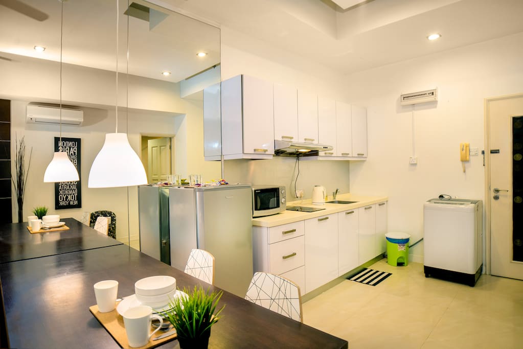 Kitchen allow to have light cooking, washing machine do available.