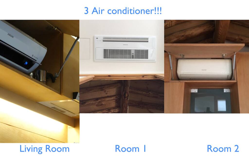 An important air conditioner in summer
Air conditioners are in every space.
There are three cool air conditioners.
One air conditioner in the living room, one main room, and one traditional space.