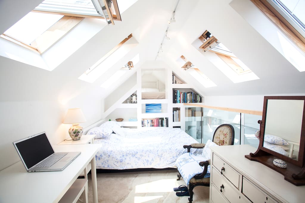 Mezzanine bedroom with large double bed