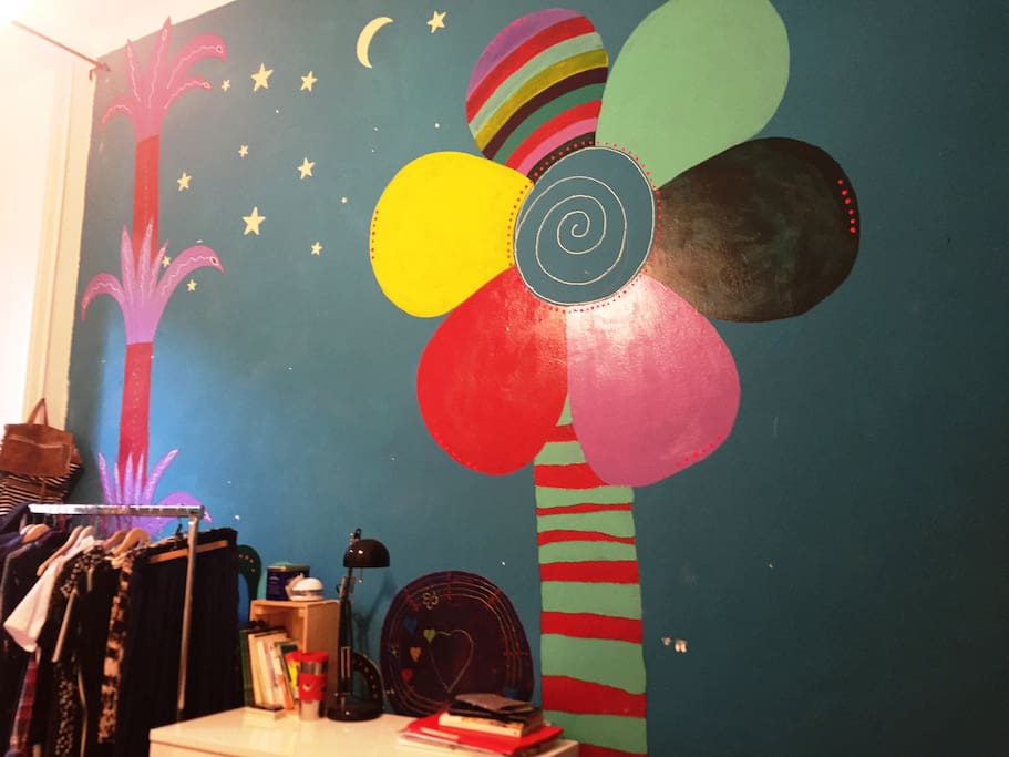 The wall in the room