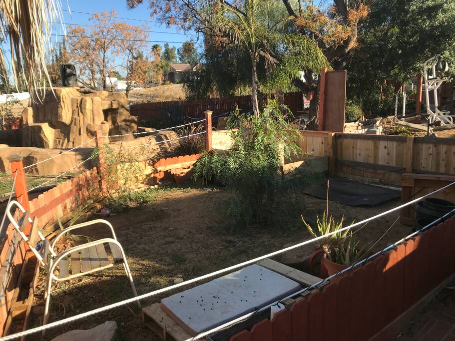 Food growing area & for relaxing. Even a spot for your pet.