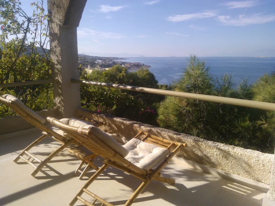 View of Saronicos bay, while relaxing to the veranda