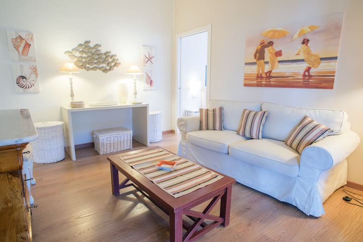 Living room with double sofa bed