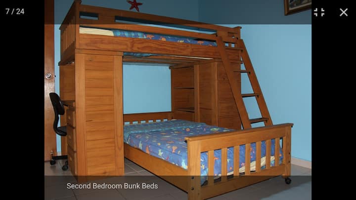 Bedroom #2 Bunk Beds with drawers, desk and office chair