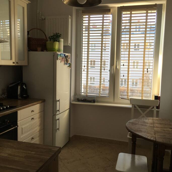 Separate kitchen: table/refrigerator/ coffe machine