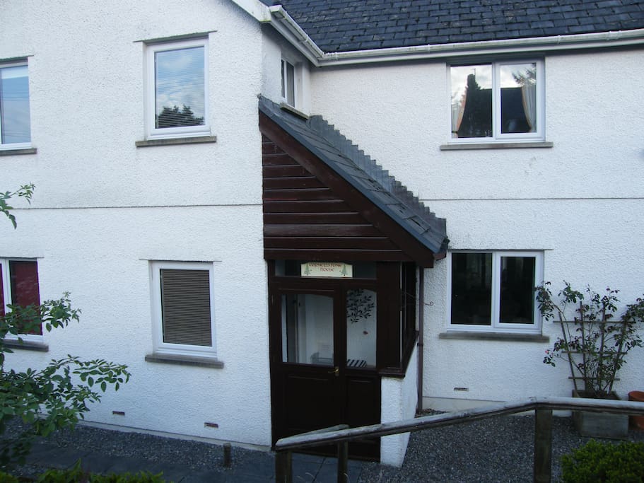 Front entrance to Cornerstone House, name above door and on a stone at entrance to premises.