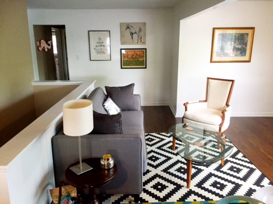 Seating room overlooking porch