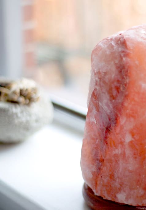 Salt lamp and sage.