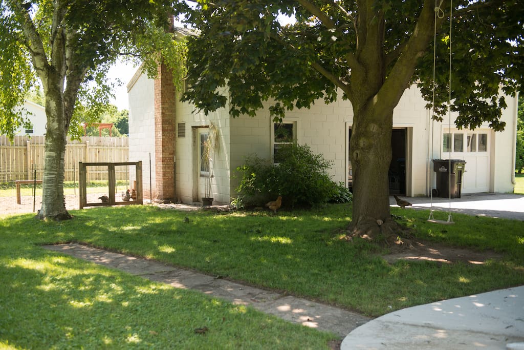 Backyard and garage