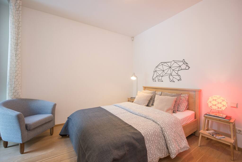 The comfortable double bed