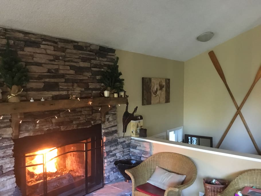 Vaulted ceilings, wood burning fireplace