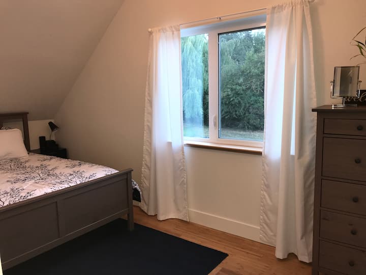 Bedroom with New queen bed and large closet.