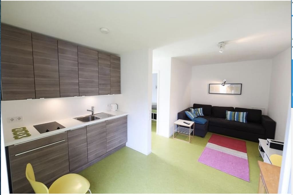 Küchenzeile im offenen Wohnbereich /// full equipped kitchenette in open living space