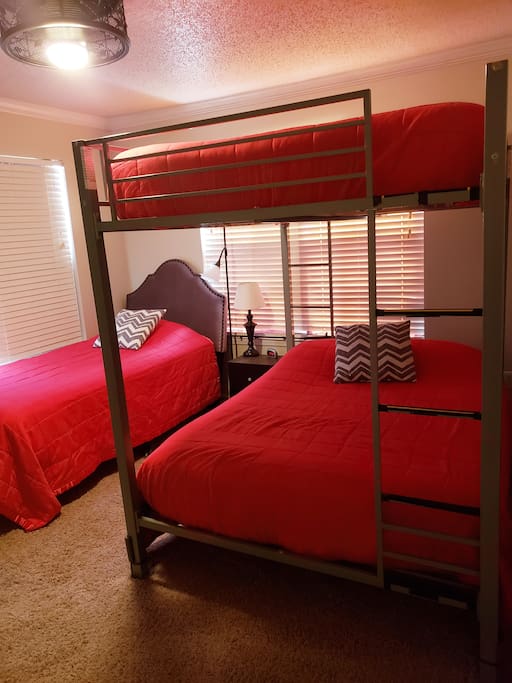 Second bedroom
Twin bed
Full bed bunk over Full bed bunk