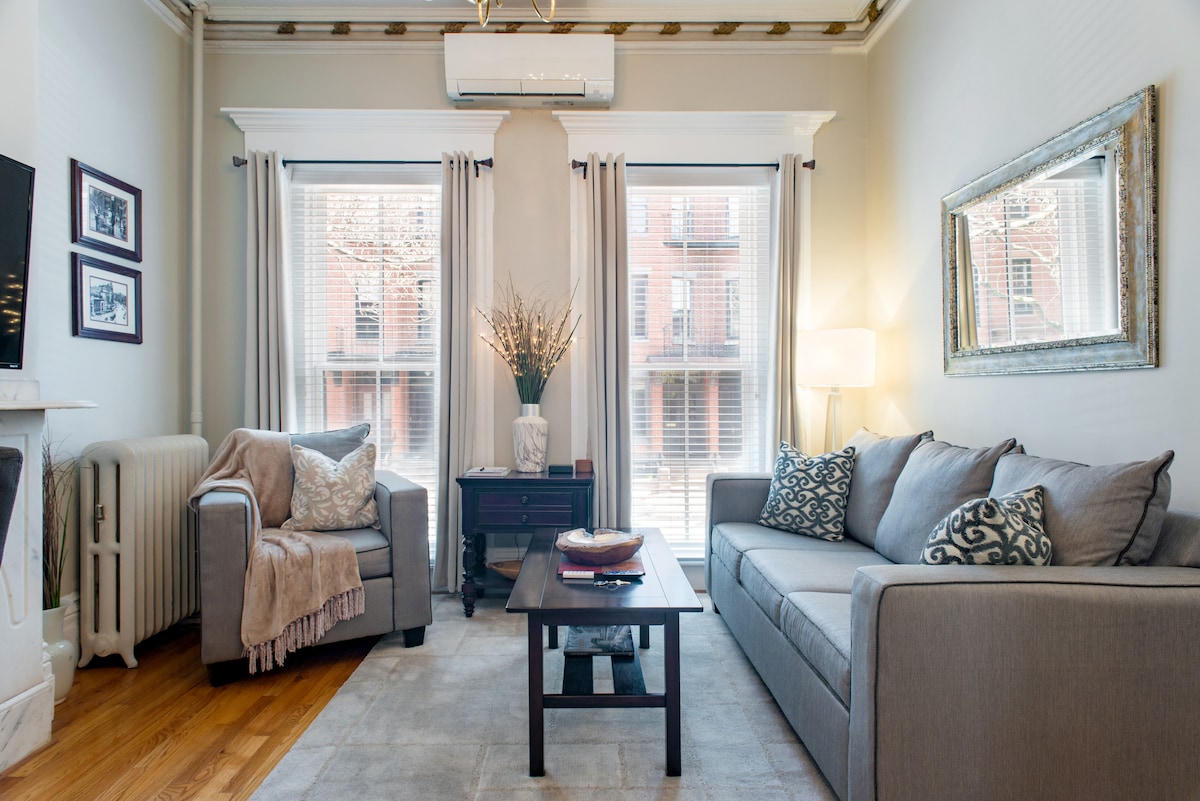 Living room with New Pull out Memory Foam Queen Bed