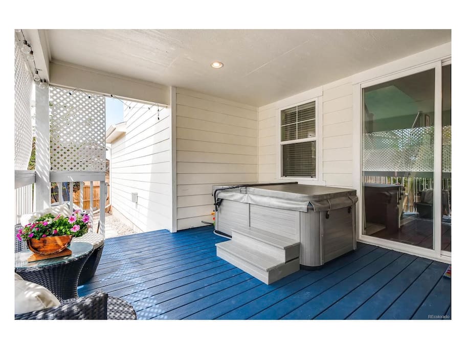 Two person Hot Tub on semi-private covered deck
