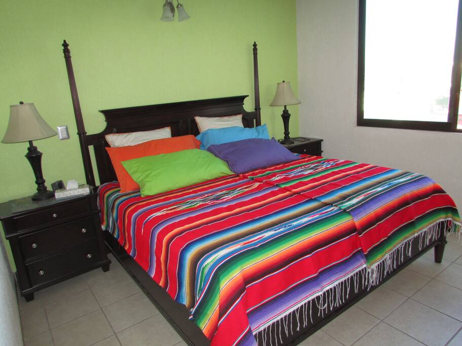 Master bedroom with "summer" bedding.