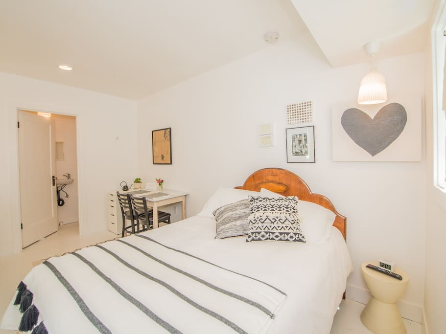 Guest house interior/bed and dining nook.