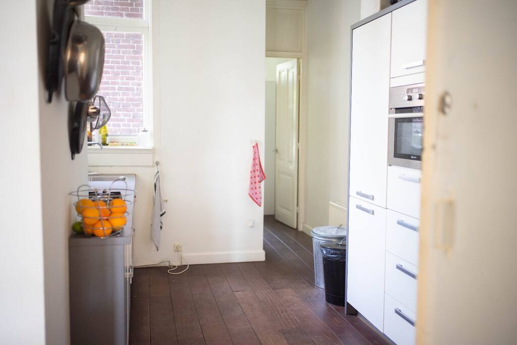 Kitchen and hallway to bedroom