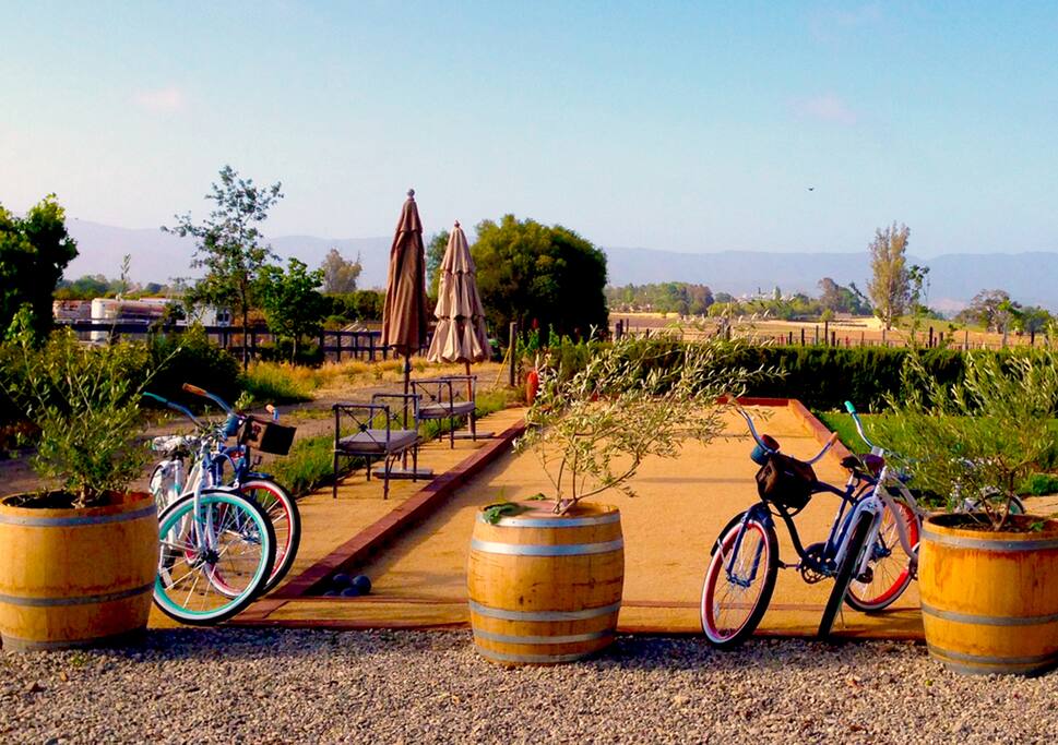Your own private bocce ball court and four cruiser bikes for meandering into town, make staying in Los Olivos a blast!