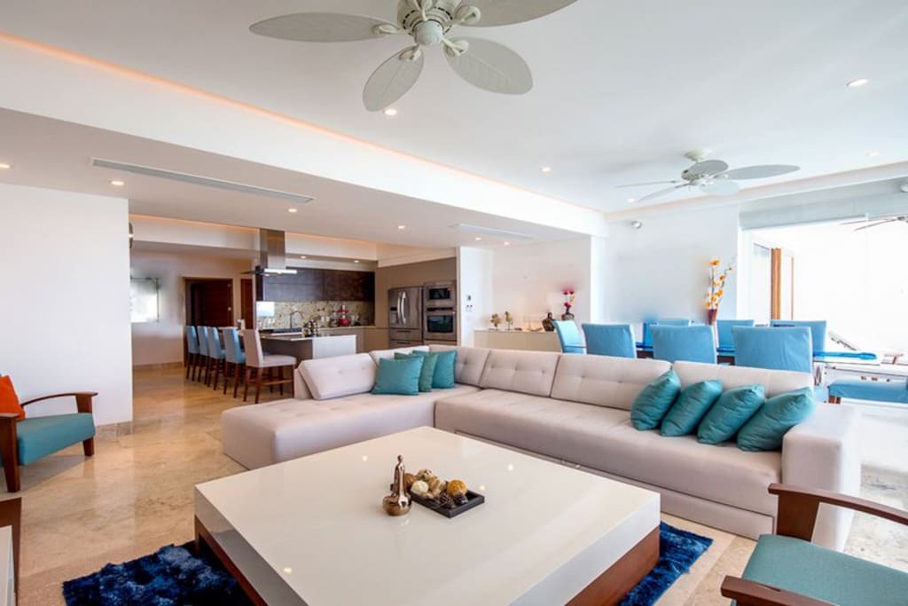 View from living room to open kitchen at Sayan 32