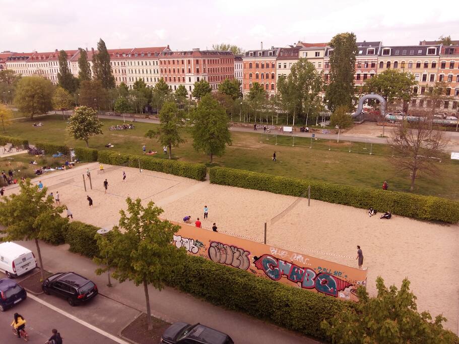 View from the kitchen window over the park