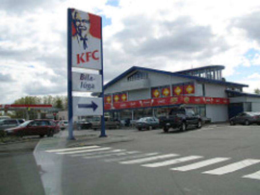 KFC is in the next house to the hostel.