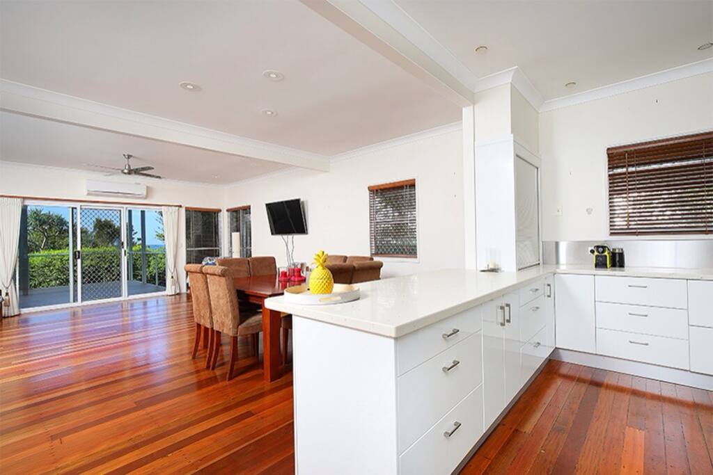 Kitchen and open plan living and dining area