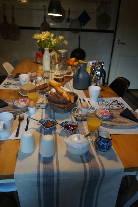 Breakfast is served downstairs