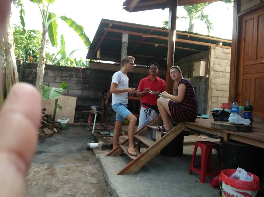 The host,Ngurah having a relax conversation with the guests while having afternoon snacks