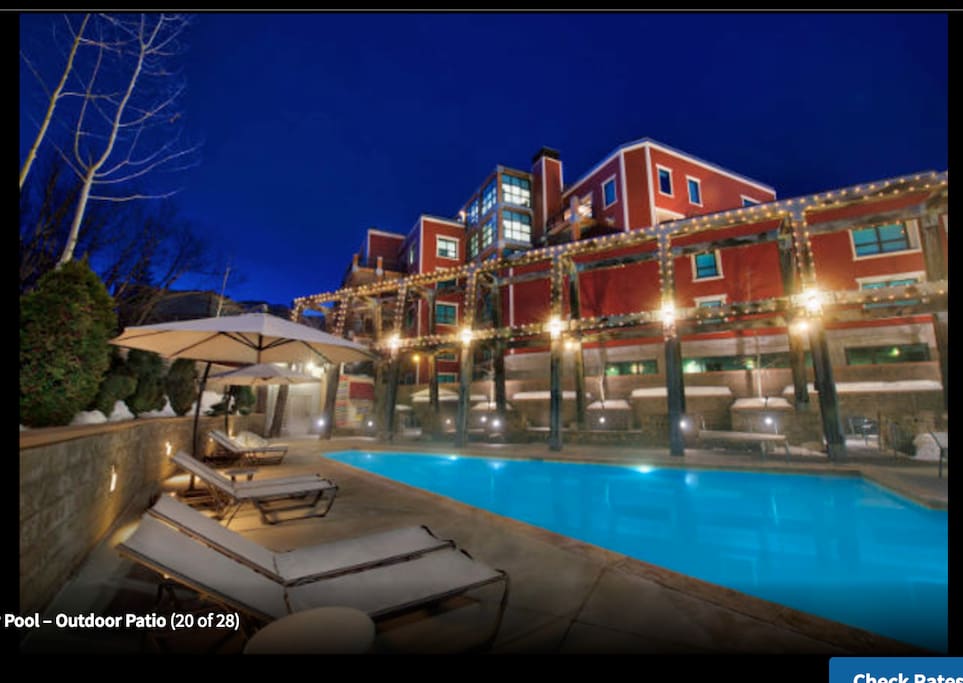 Indoor and outdoor pool...with a gym and rec. facilities for kids.