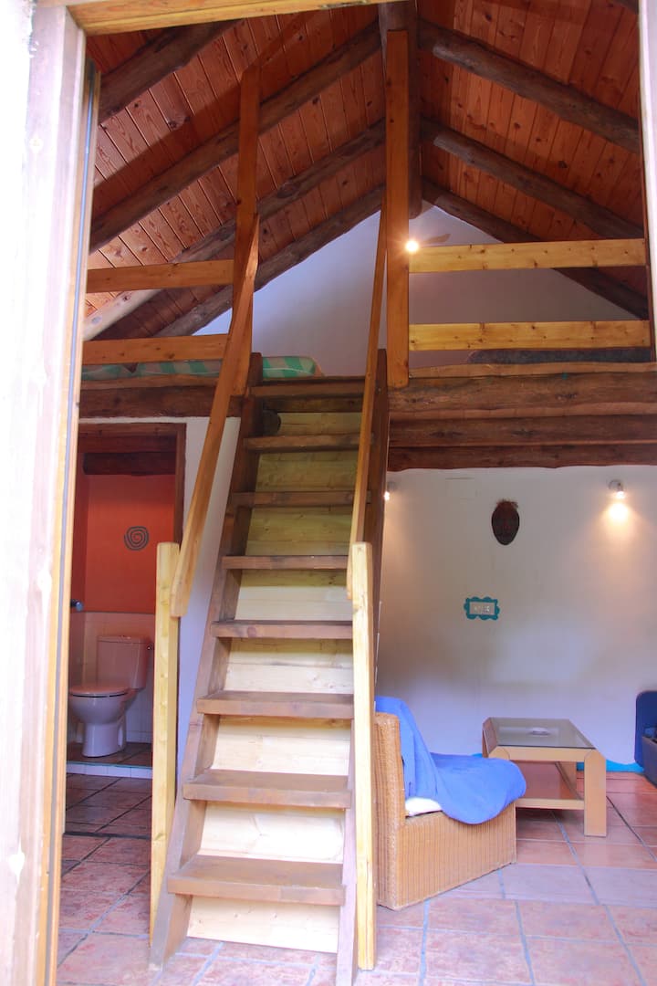 Chumba cha kulala kilicho na dari 