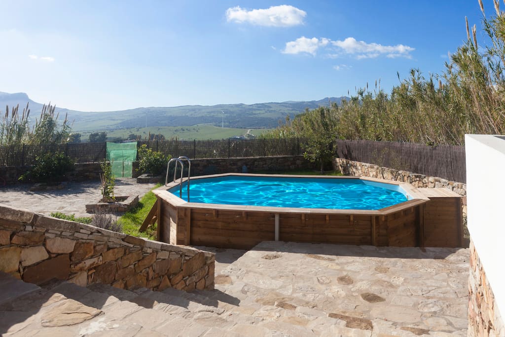 piscina privada al lado del porche con jardín