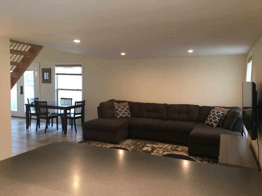 Living room and dining area