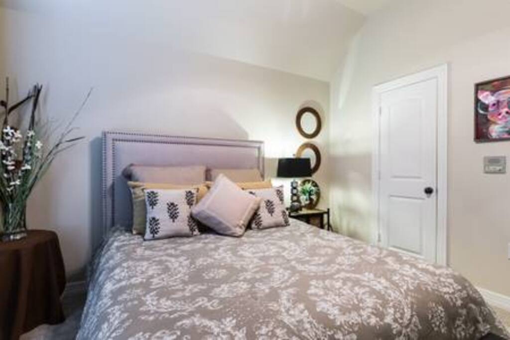 Upstairs queen bed with smart TV