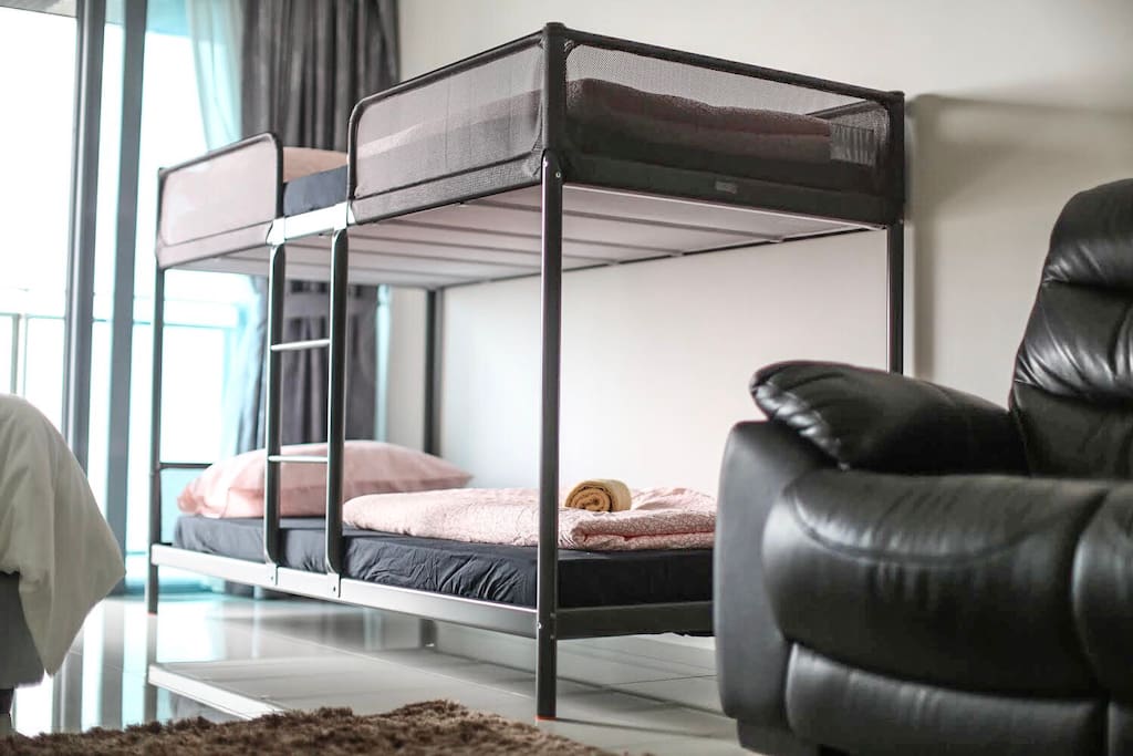 Solid Double Decker Bed complete with Mattress & Duvet