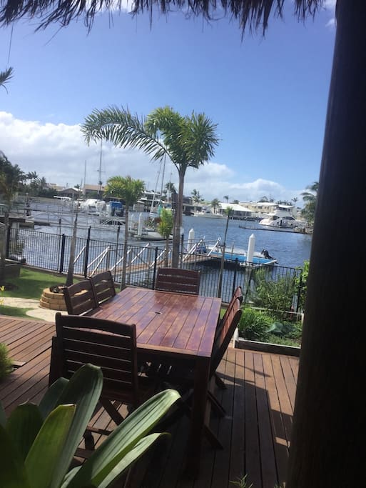Table on the back deck available for you to eat. BBQ available next to this.