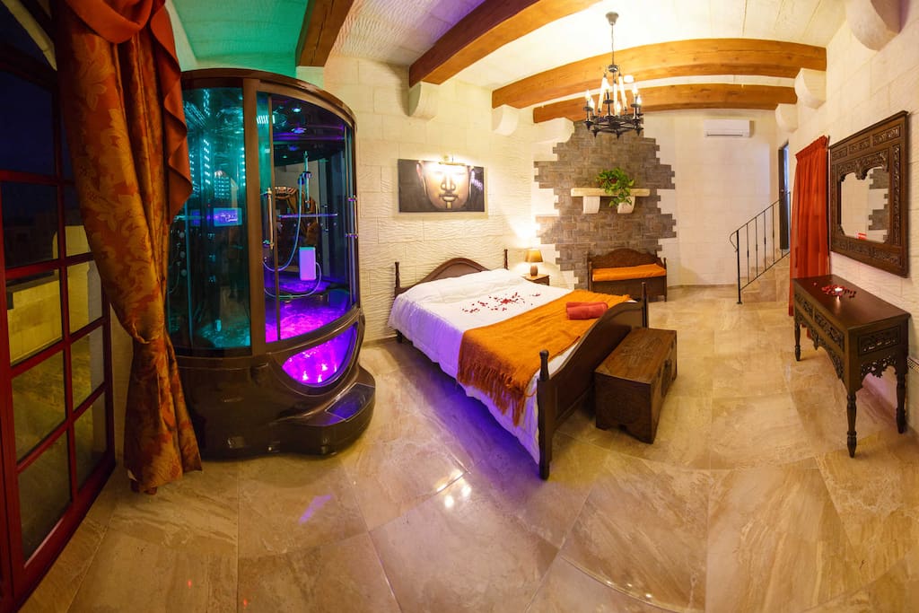 This room comes with a Jacuzzi