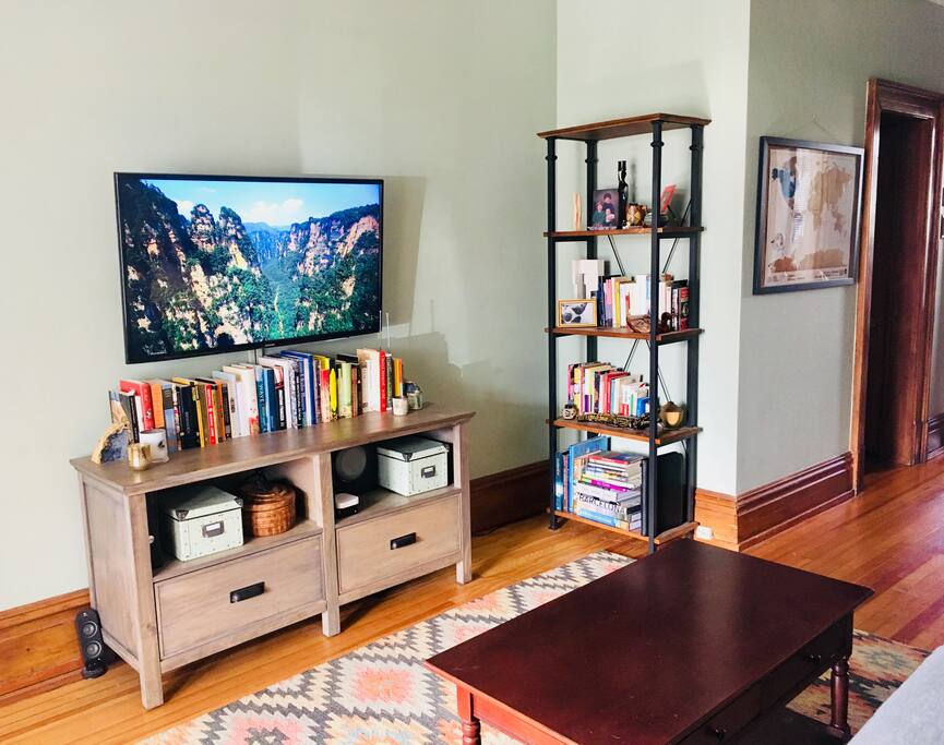 TV - includes Apple TV with access to Netflix, Hulu, HBO, and most networks.