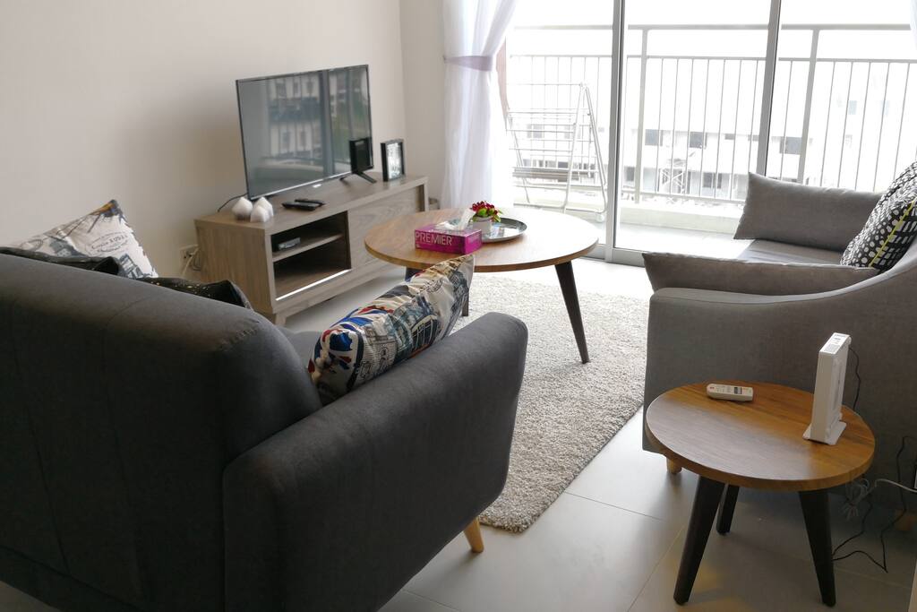 Living area. TV installed with Astro NJOI programmes