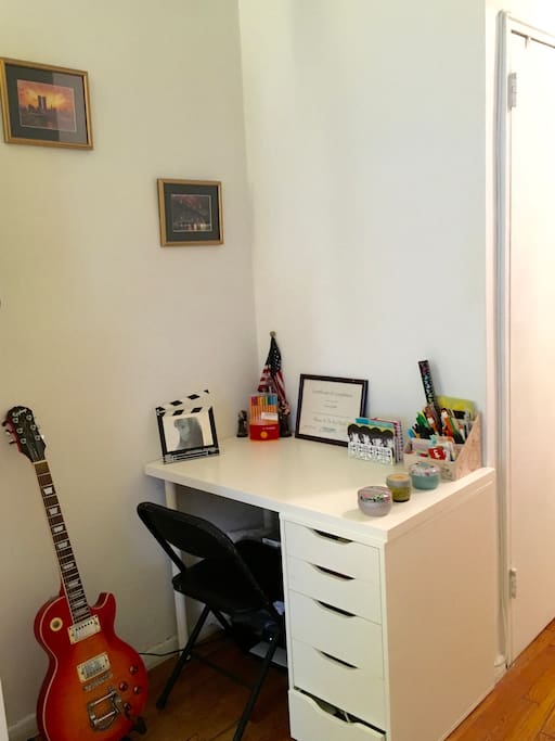 Small home office, with printer available.