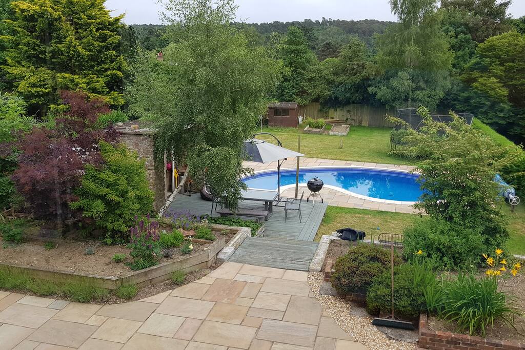 The patio and heated pool (6ft deep)