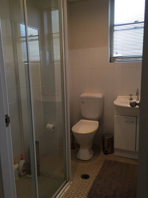Full size modern bathroom with shower and toilet