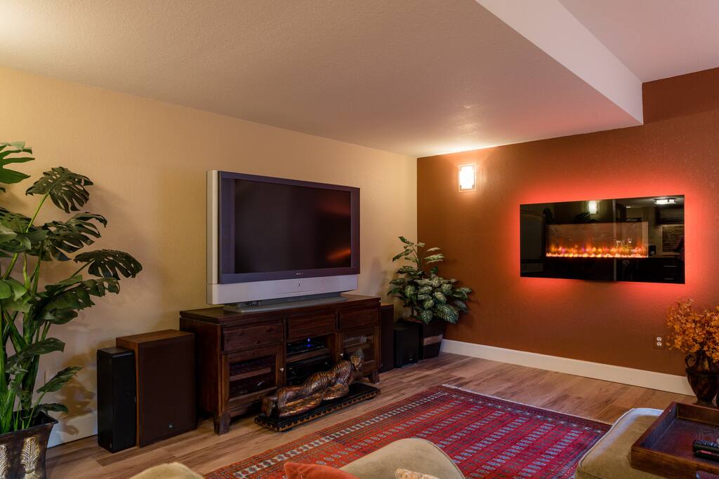51 inch Sony TV with surround sound.