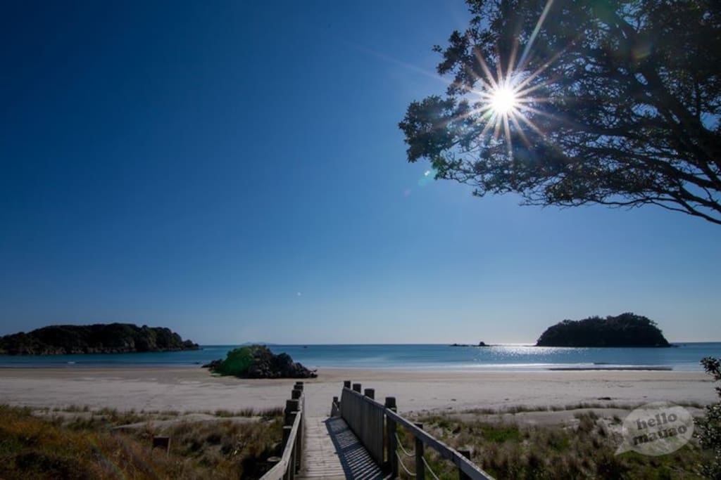 Quieter beach at our end..