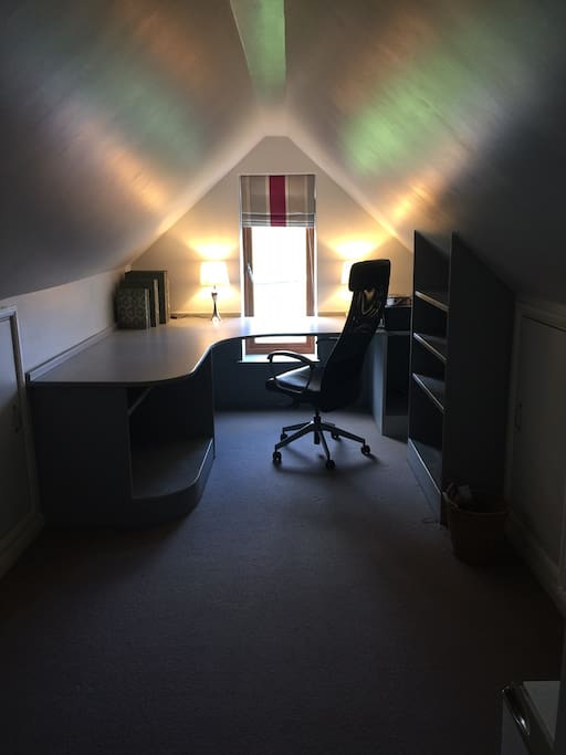 Office/second bedroom adjacent to main attic bedroom