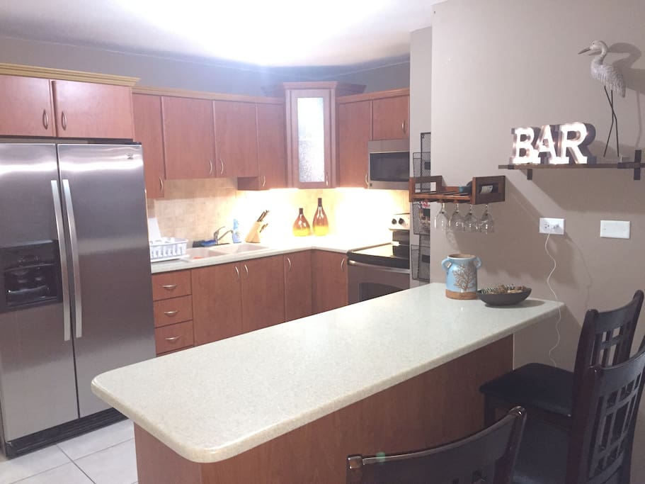 Eat in kitchen with all you might need. Stove, fridge, microwave!