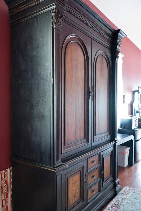 Armoire in Hall-storage for coffee pot, food, extra linen, etc.