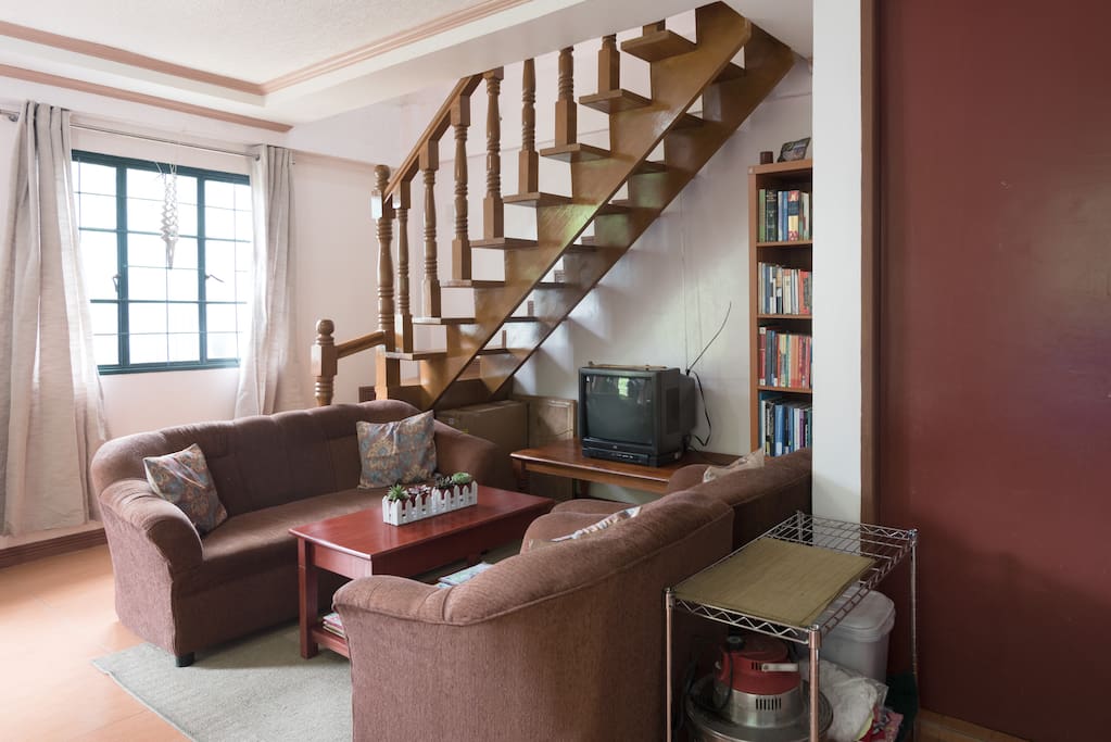 View of the living room from the kitchen/laundry area
