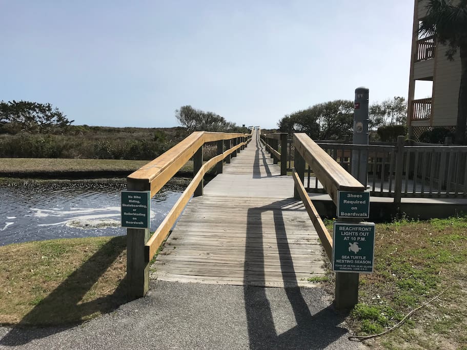 The beach is a boardwalk away!